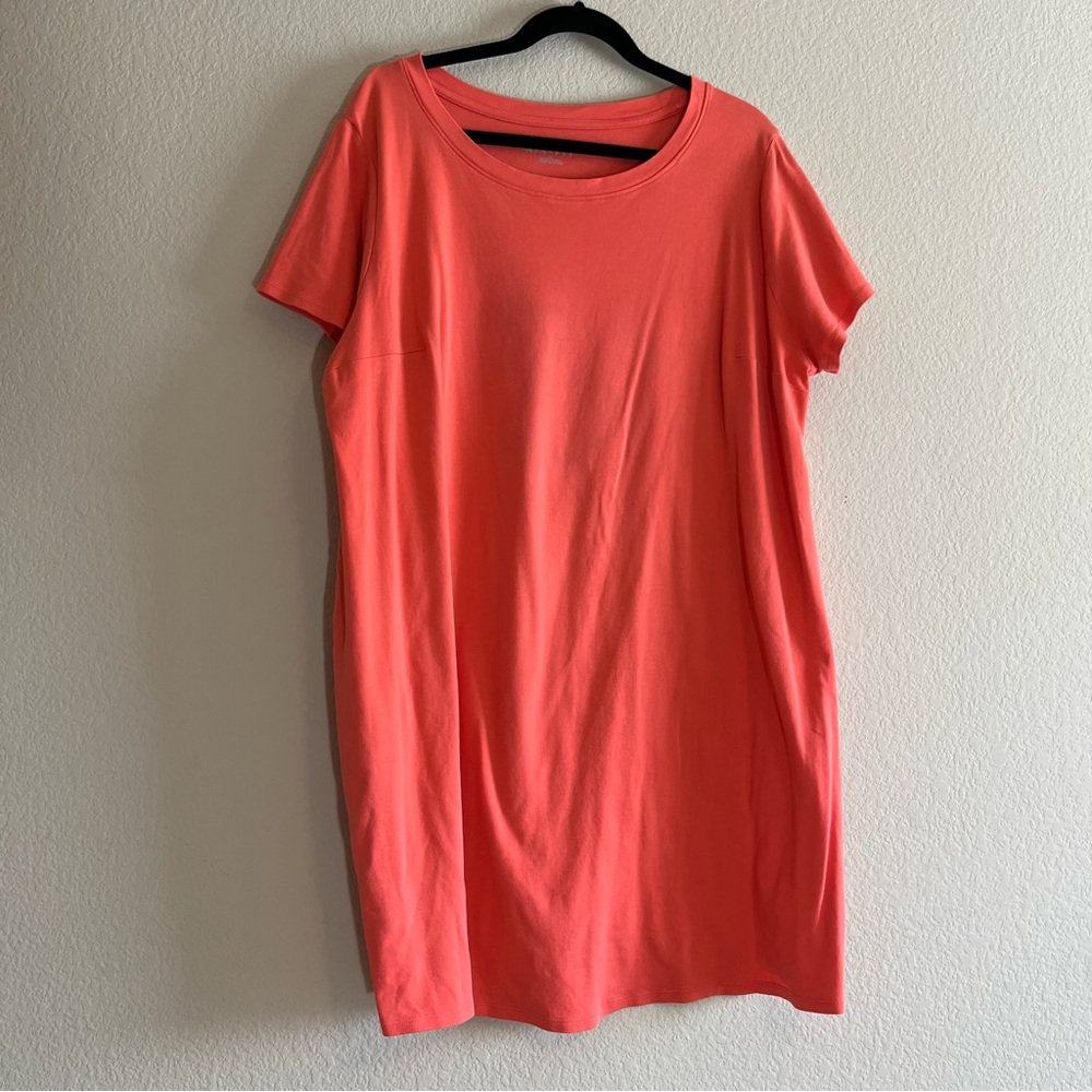 Ava & Viv Coral Orange Pinkish Dress Size 3X Short Sleeve 100% Cotton